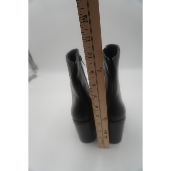 Steve Madden SILVEE Black Leather Mid-Calf Pointed Toe Block Heel Bootie Sz 7.5M - Picture 12 of 13
